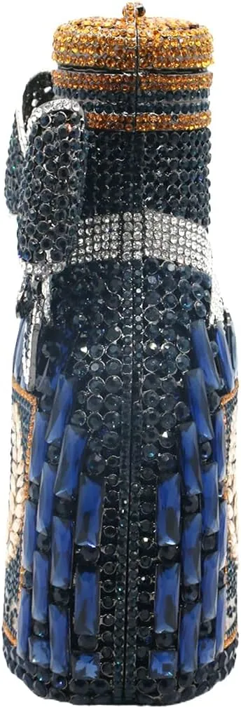 UMREN Women Champagne Bottle Rhinestone Evening Bag Sweet Bow Crystal Purse Clutch Unique Handbag Cocktail Party Shoulder Bag