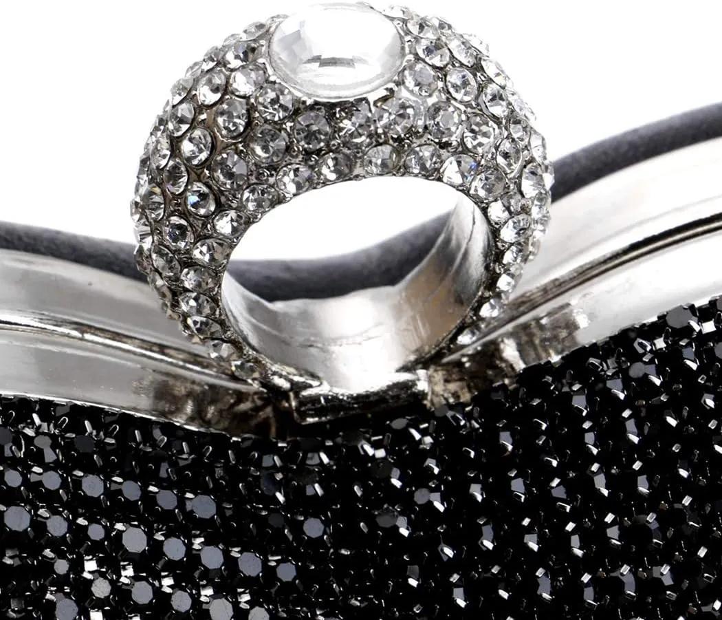 UMREN Women Luxury Heart Shape Tassel Evening Clutch Bag Rhinestones Wedding Party Purse Handbag