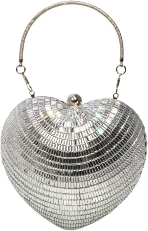 UMREN Women Luxury Heart Shape Tassel Evening Clutch Bag Rhinestones Wedding Party Purse Handbag
