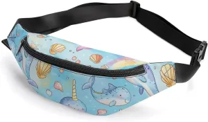 Unicorrn Whale Rainbow Dolphin Crossbody Fanny Pack Waist Packs Adjustable Shoulder Bags Sling Bag for Hiking Running Cycling