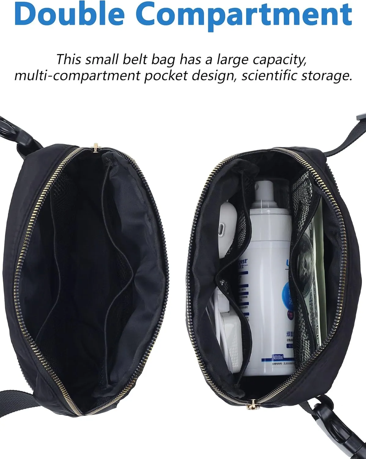 Unisex Fanny Pack for Women Men, 1L Everywhere Mini Belt Bag with Adjustable Strap, Lightweight Nylon Crossbody Bags Small Waist Pouch for Workout Running Traveling Hiking (Dark Purple)