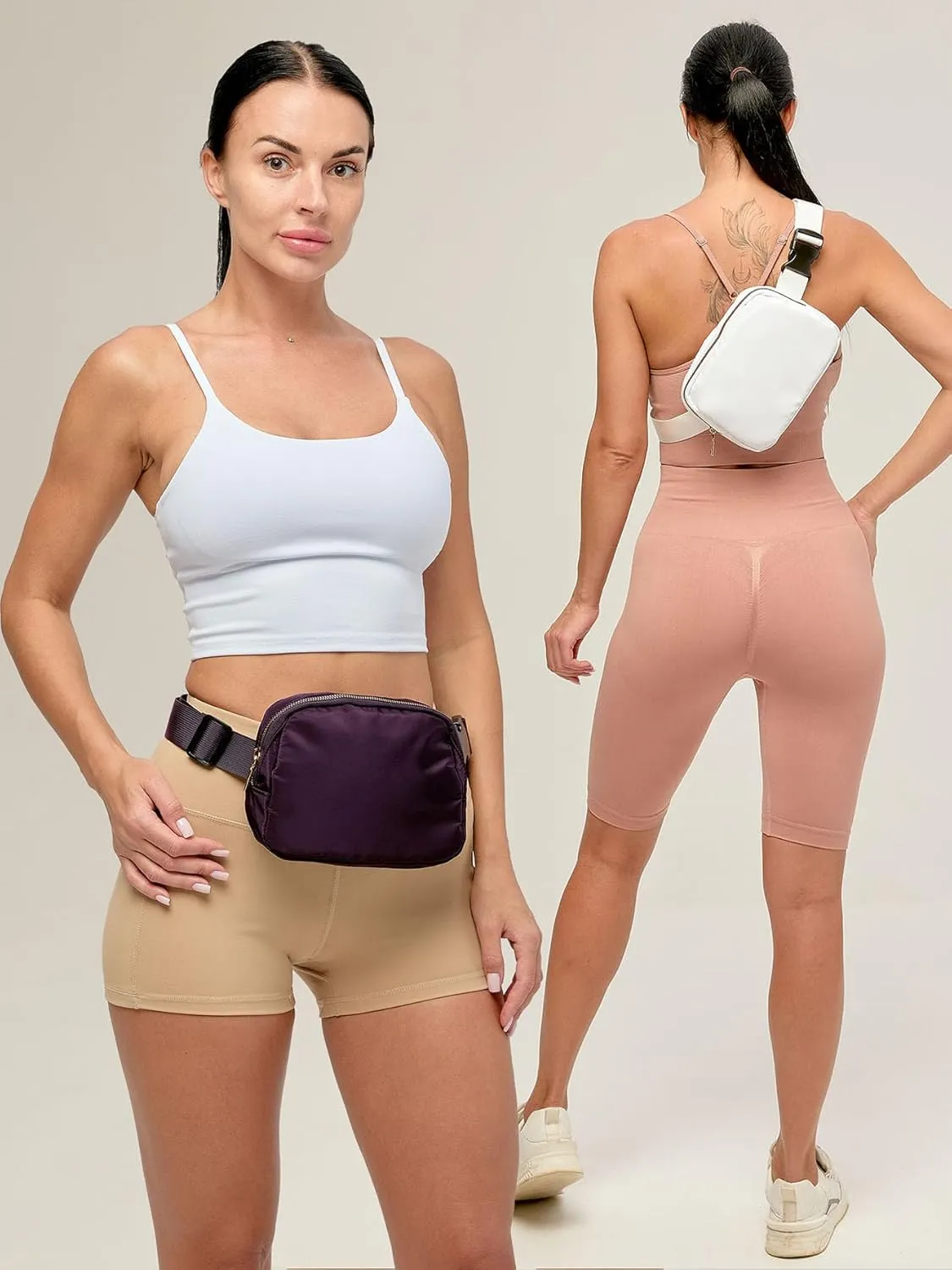 Unisex Fanny Pack for Women Men, 1L Everywhere Mini Belt Bag with Adjustable Strap, Lightweight Nylon Crossbody Bags Small Waist Pouch for Workout Running Traveling Hiking (Dark Purple)