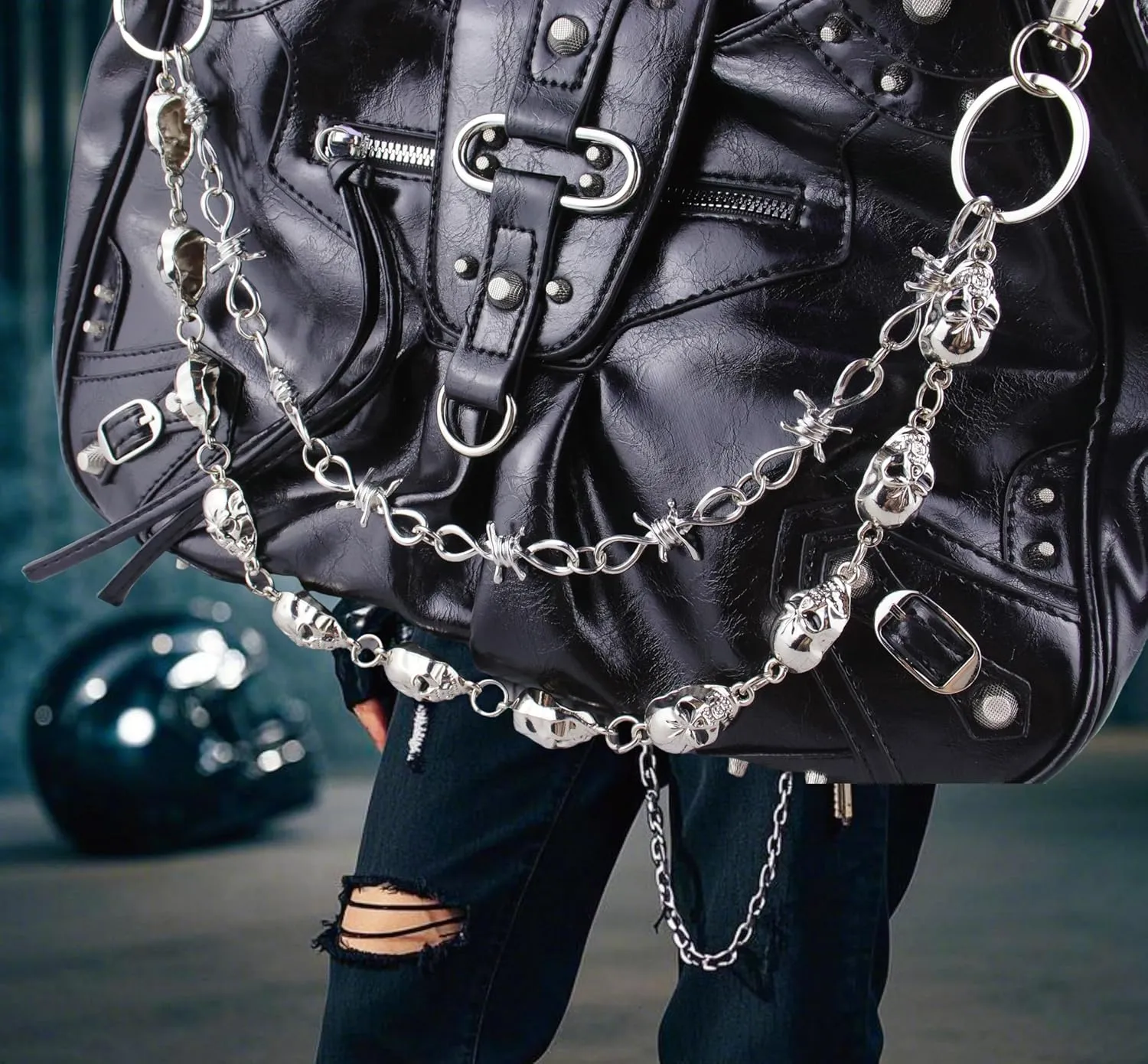 Unisex Punk Chains for Pants, Heavy Duty Belt Chains Hip Hop Trousers Jeans Chain with Lobster Clasps for Wallet Keys