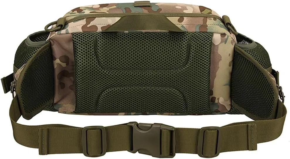 UNISTRENGH Tactical Waist Pack Bag With 2-Water Bottle Pocket Holder Military Fanny Packs Waterproof Hip Belt Bag Pouch for Hunting Trekking Running (CP camouflage)