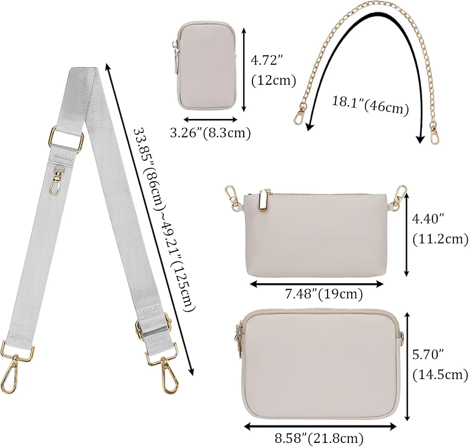 Uromee Crossbody Bags for Women Fashion Shoulder Purse Fanny Pack Travel Hiking Detachable Pouch Adjustable Strap
