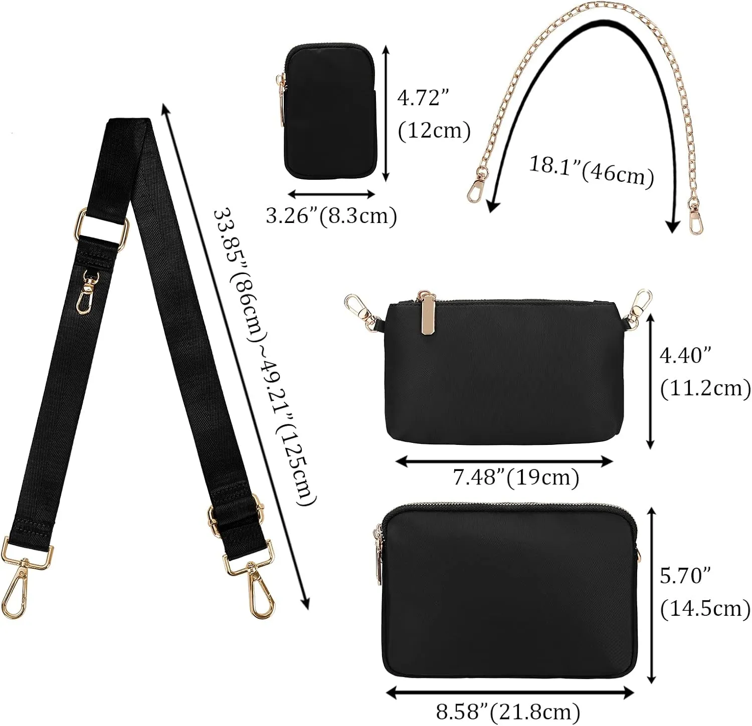 Uromee Crossbody Bags for Women Fashion Shoulder Purse Fanny Pack Travel Hiking Detachable Pouch Adjustable Strap