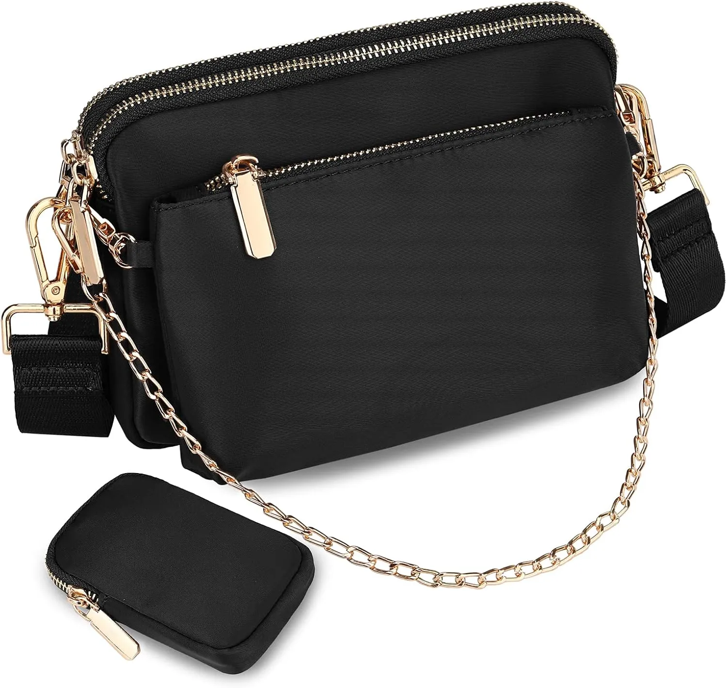 Uromee Crossbody Bags for Women Fashion Shoulder Purse Fanny Pack Travel Hiking Detachable Pouch Adjustable Strap