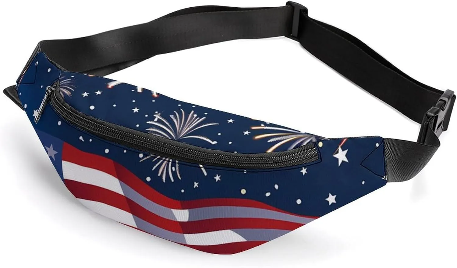 U.S.A. 4th of July Crossbody Fanny Pack Waist Packs Adjustable Shoulder Bags Sling Bag for Hiking Running Cycling