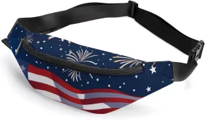 U.S.A. 4th of July Crossbody Fanny Pack Waist Packs Adjustable Shoulder Bags Sling Bag for Hiking Running Cycling