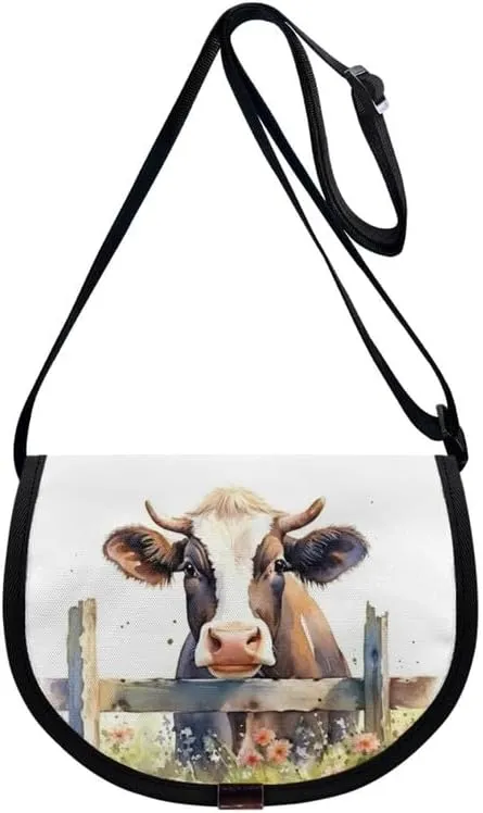 Uskorhein Boho Mushroom Hedgehog Flower Horse Shark Crossbody Bags Cell Phone Purse Sling Bag Leather Crossbody Sling Purse