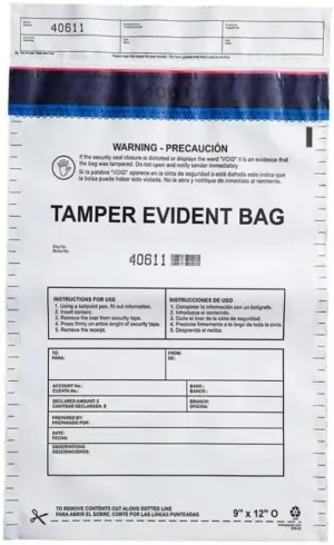 USPACKSMART 9”x12" Opaque Plastic Deposit Bags with Security Tape Tamper Evident - Secure Bank Deposits, Cash Handling, & Currency Transport | Self-Sealing Tape with Hidden Graphics | 100-Pack
