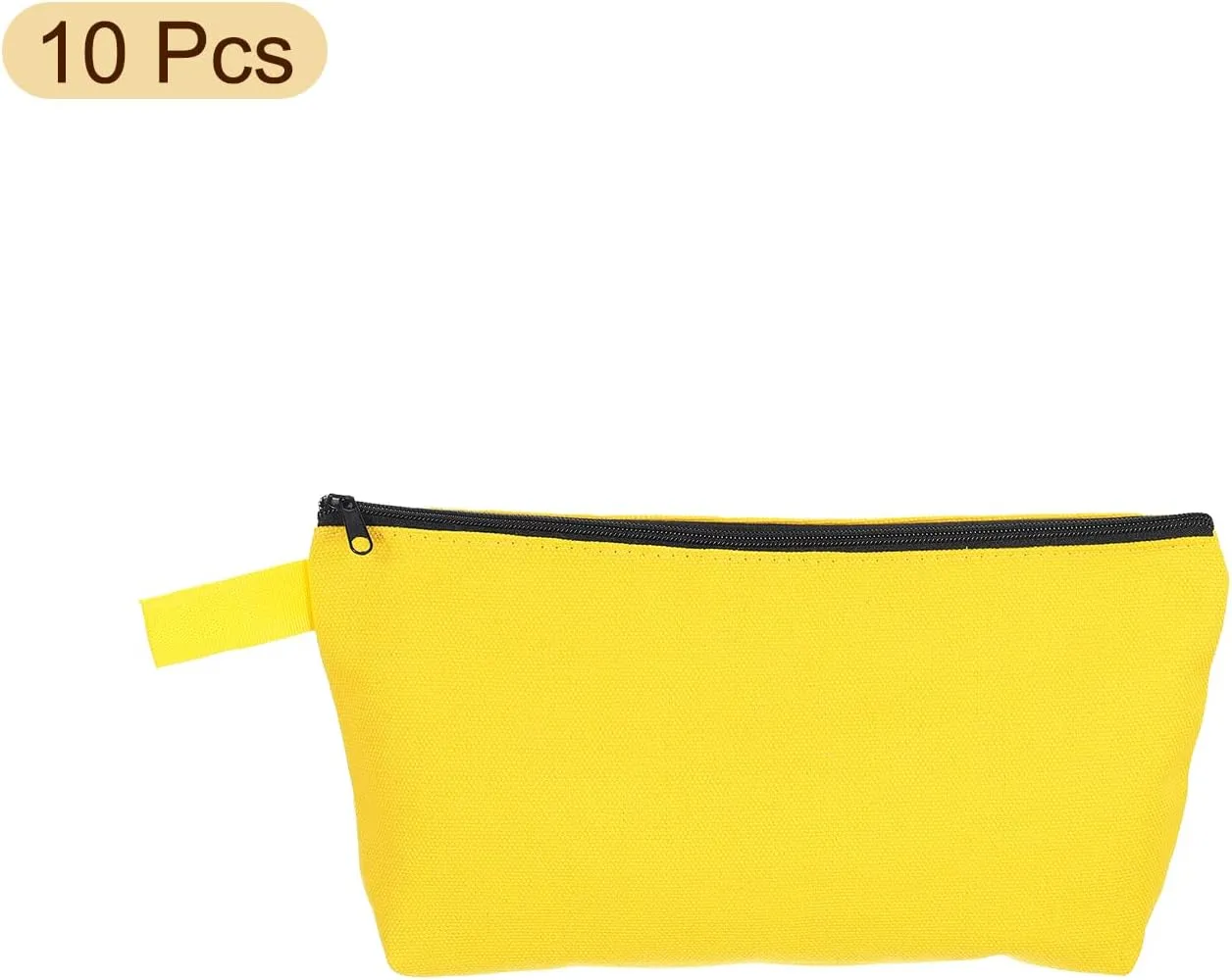 uxcell Canvas Makeup Bags, 10 Pcs Travel Cosmetic Bags Bulk, Multipurpose Plain Toiletry Zipper Pouches Blank DIY Craft Bags Pencil Bag for Women Teens, Yellow