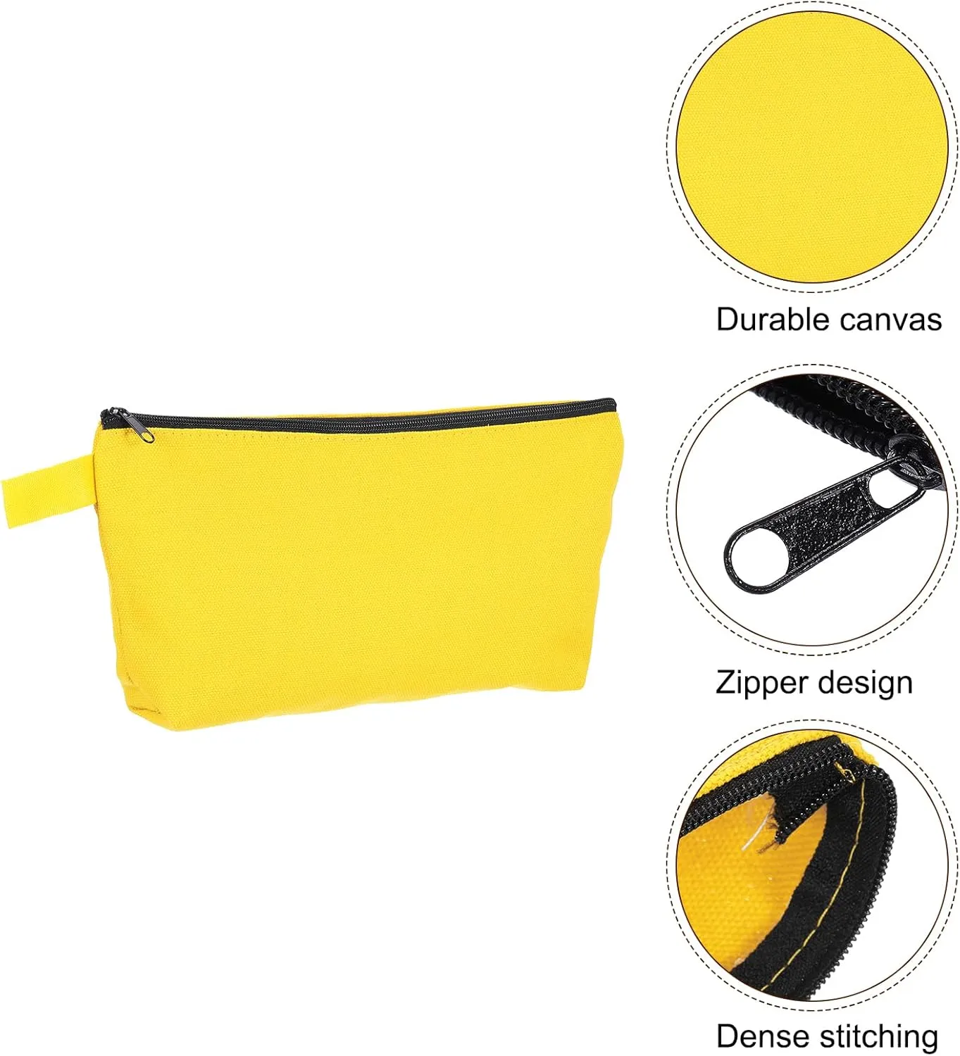 uxcell Canvas Makeup Bags, 10 Pcs Travel Cosmetic Bags Bulk, Multipurpose Plain Toiletry Zipper Pouches Blank DIY Craft Bags Pencil Bag for Women Teens, Yellow