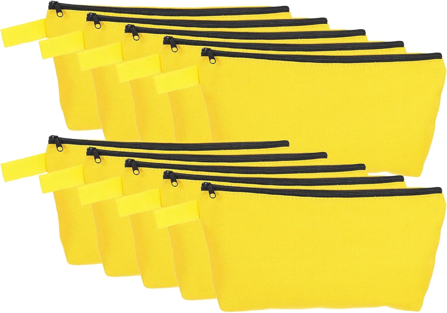 uxcell Canvas Makeup Bags, 10 Pcs Travel Cosmetic Bags Bulk, Multipurpose Plain Toiletry Zipper Pouches Blank DIY Craft Bags Pencil Bag for Women Teens, Yellow