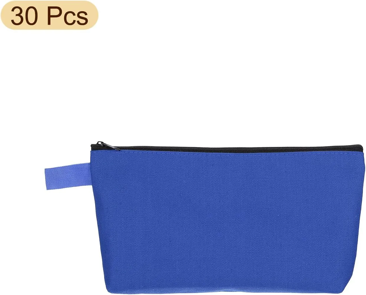 uxcell Canvas Makeup Bags, 30 Pcs Travel Cosmetic Bags Bulk, Multipurpose Plain Toiletry Zipper Pouches Blank DIY Craft Bags Pencil Bag for Women Teens, Dark Blue