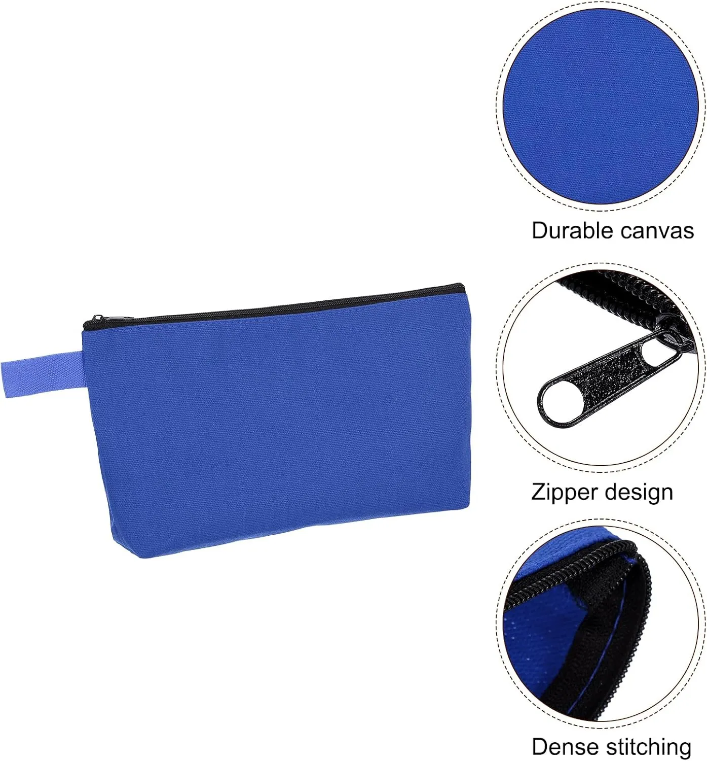 uxcell Canvas Makeup Bags, 30 Pcs Travel Cosmetic Bags Bulk, Multipurpose Plain Toiletry Zipper Pouches Blank DIY Craft Bags Pencil Bag for Women Teens, Dark Blue