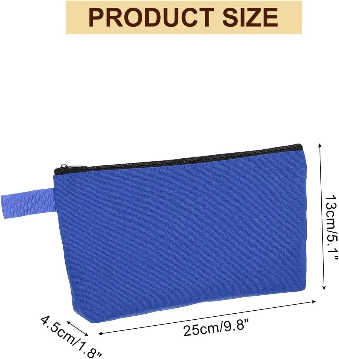 uxcell Canvas Makeup Bags, 30 Pcs Travel Cosmetic Bags Bulk, Multipurpose Plain Toiletry Zipper Pouches Blank DIY Craft Bags Pencil Bag for Women Teens, Dark Blue