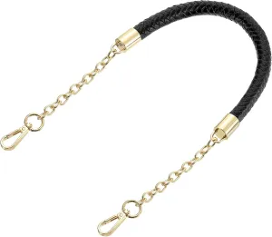 uxcell Leather Purse Handle, 60cm/23.6" PU Braided Purse Replacement Strap for Women's Handbag Underarm Bag Tote (Black)