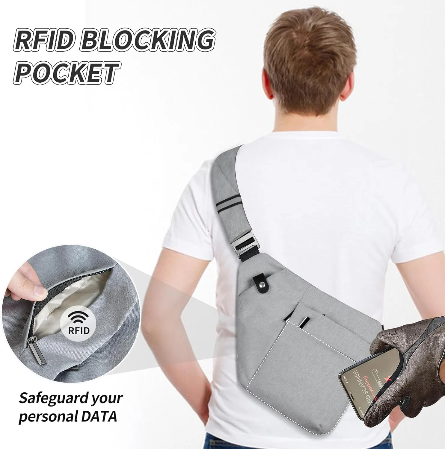 VADOO Sling Bag - Anti-theft Crossbody Shoulder Bag for Men and Women