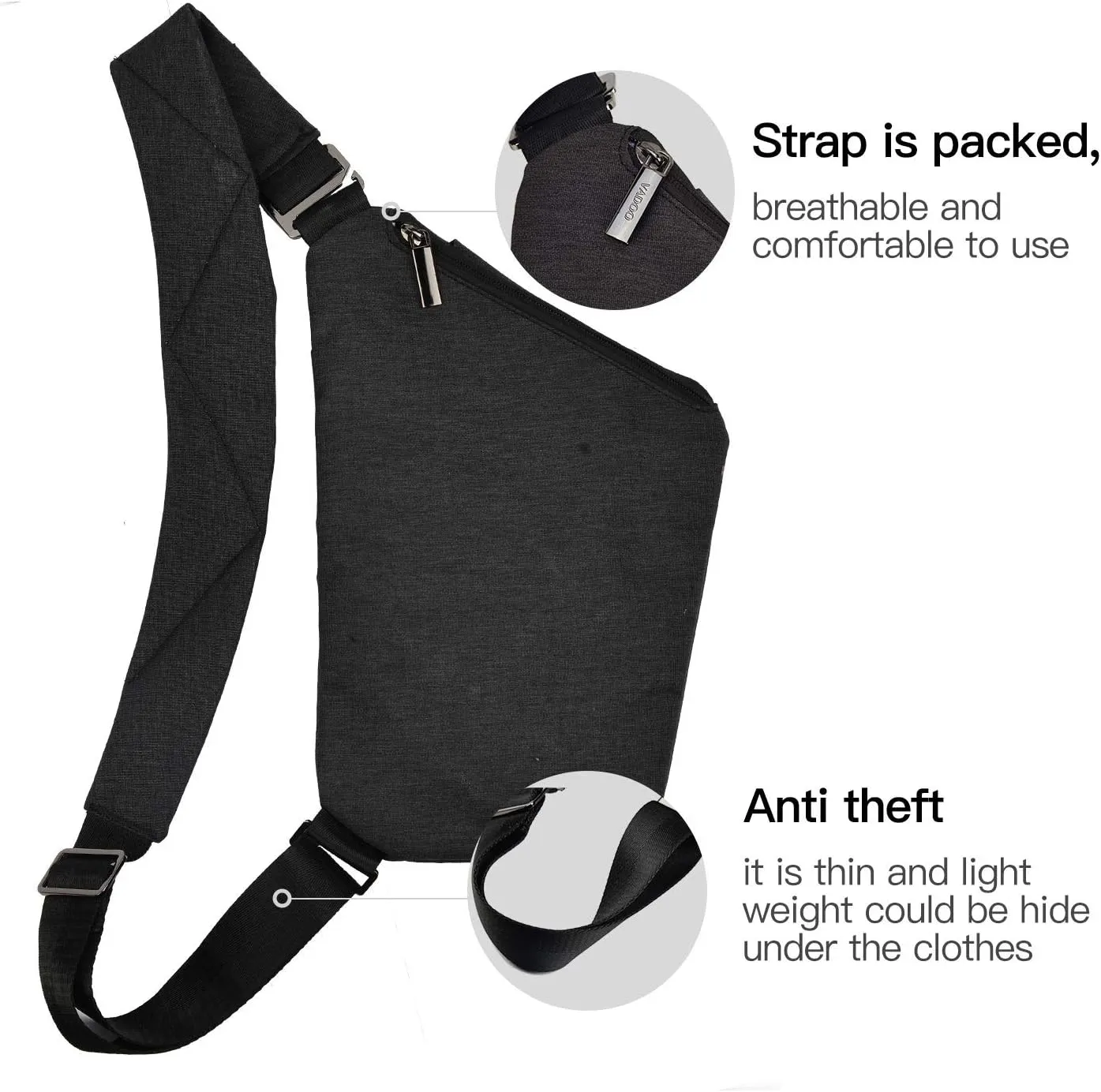 VADOO Sling Bag - Anti-theft Crossbody Shoulder Bag for Men and Women