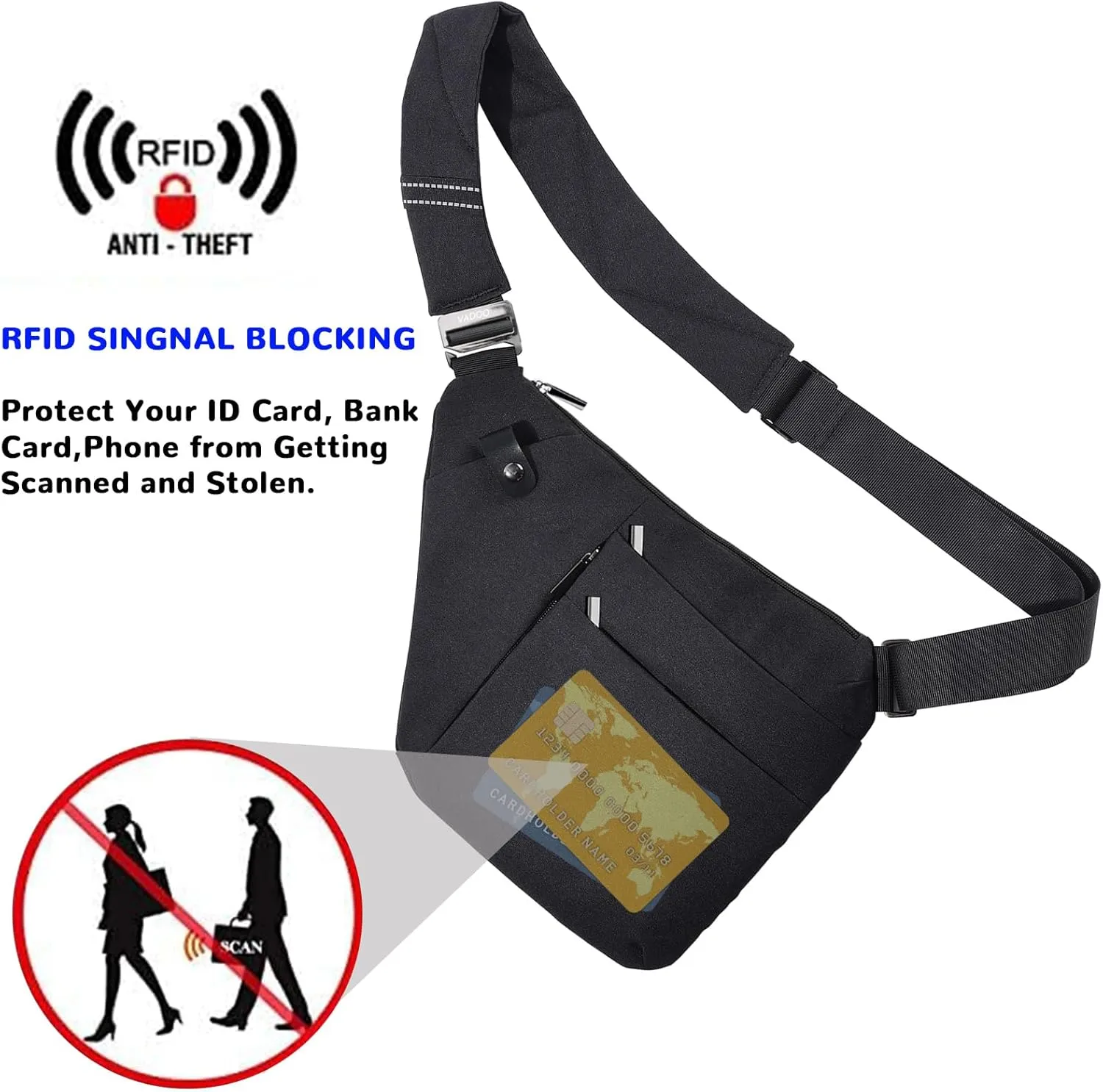 VADOO Sling Bag - Anti-theft Crossbody Shoulder Bag for Men and Women