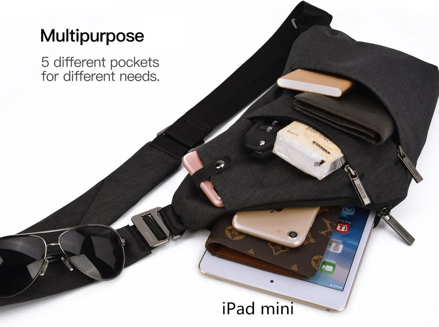 VADOO Sling Bag - Anti-theft Crossbody Shoulder Bag for Men and Women