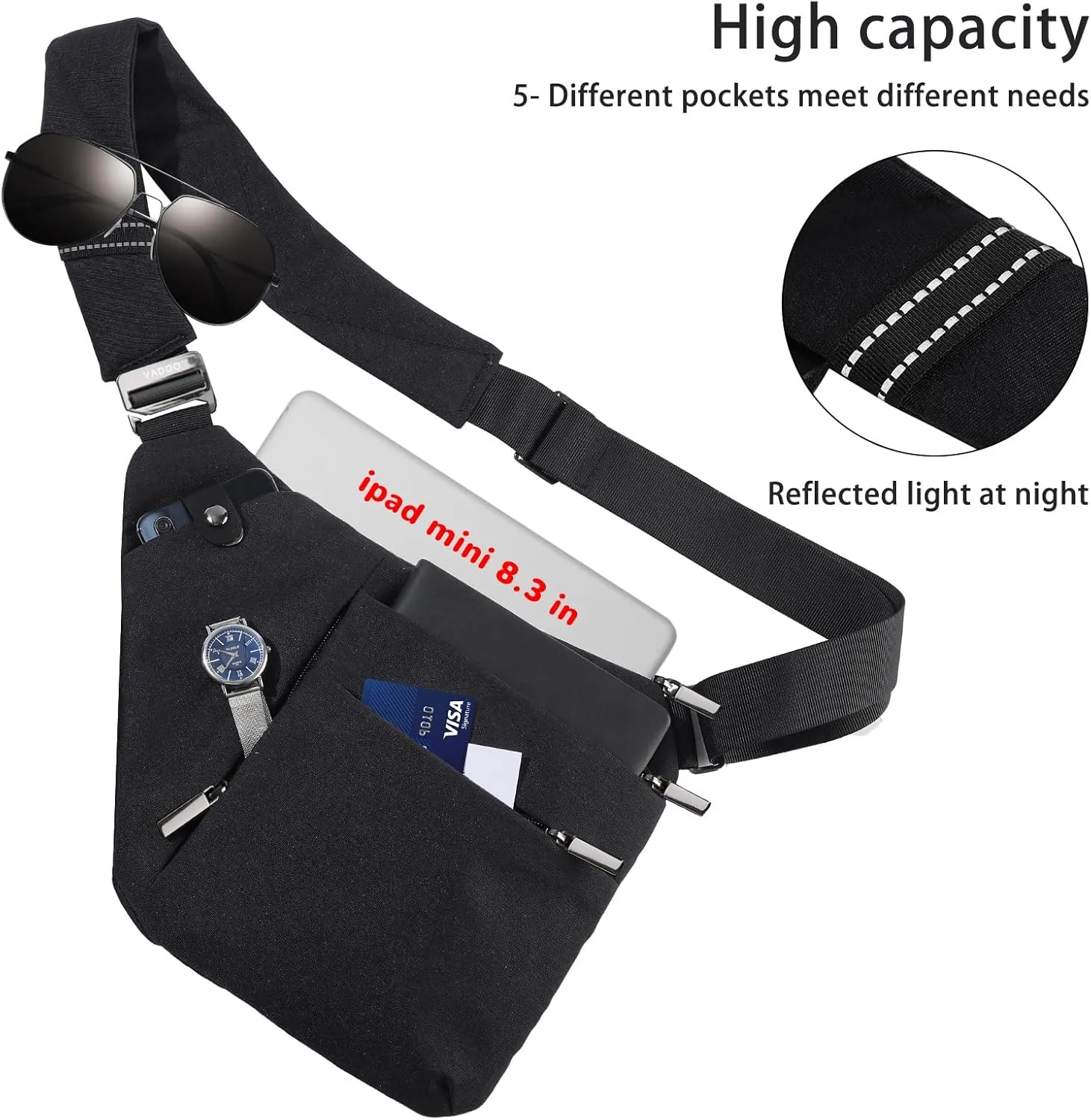 VADOO Sling Bag - Anti-theft Crossbody Shoulder Bag for Men and Women