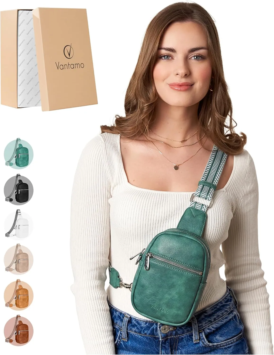 Vantamo Small Crossbody Bags for Women, Sling Bag with RFID & Anti-Pickpocket Clip, Adjustable Strap Cross Body Fanny Packs