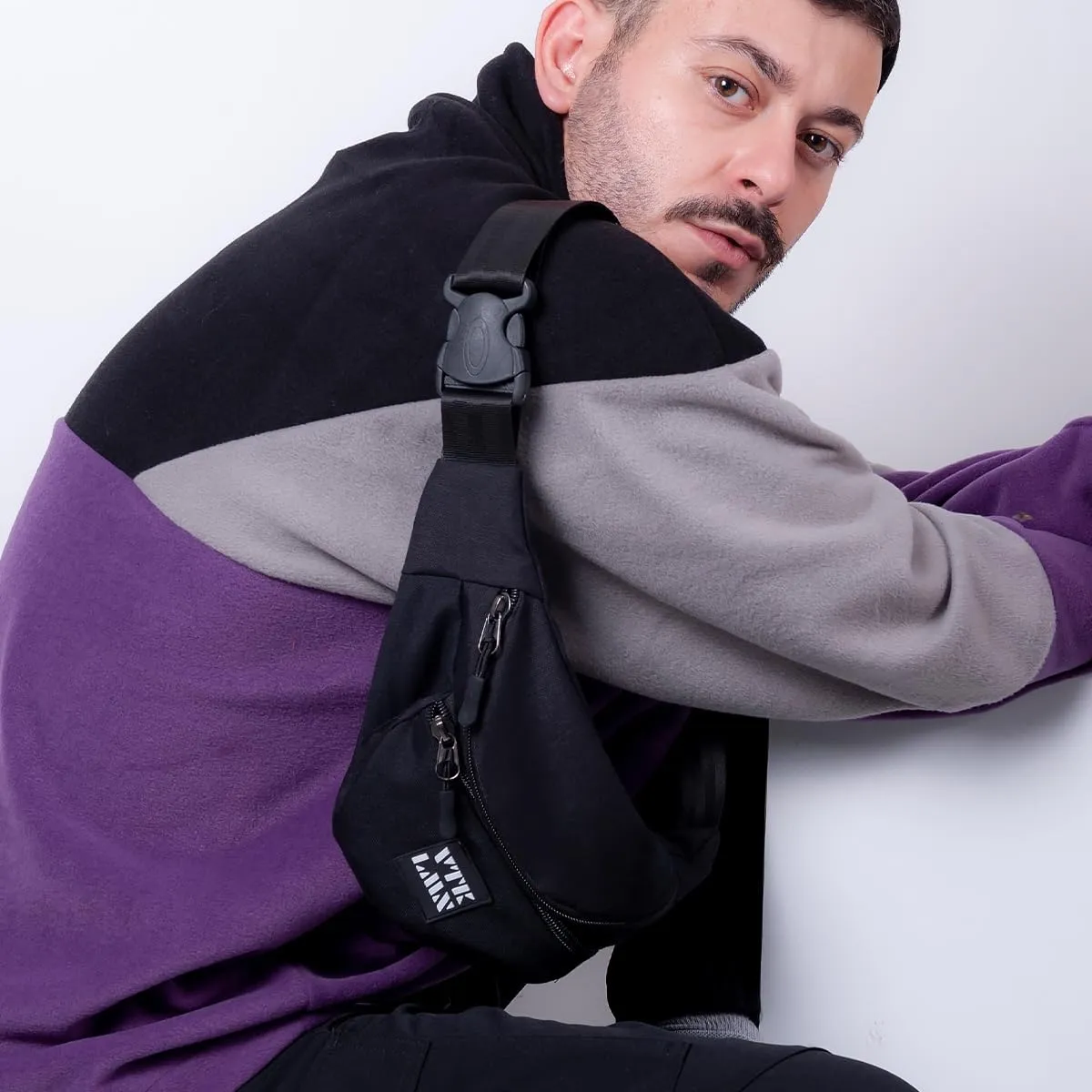 Vatkalimon Men Crossbody Set - Black, Brown and Dark Blue Gym Bag, Sling Bag, Travel Essentials, Stylish Bum Bag for Hiking, Running & Daily Use