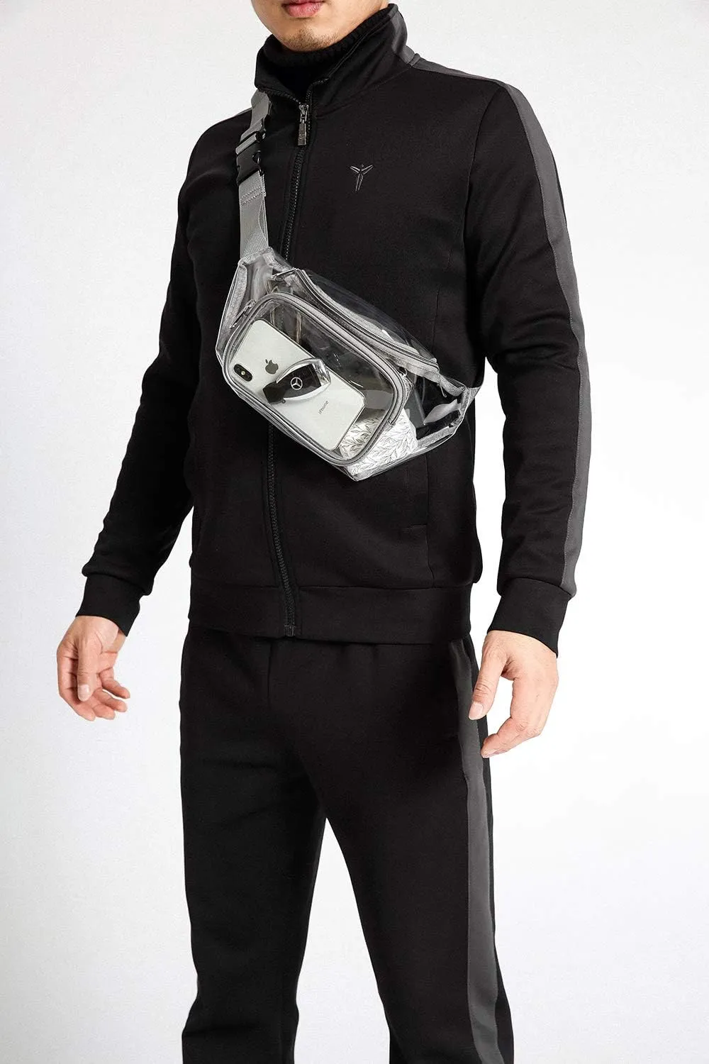 Veckle Fanny Pack - Clear Fanny Pack for Women Men Cute Waist Bag Stadium Approved Transparent Adjustable Belt Bag, Travel, Beach, Events, Concerts Bag, Grey