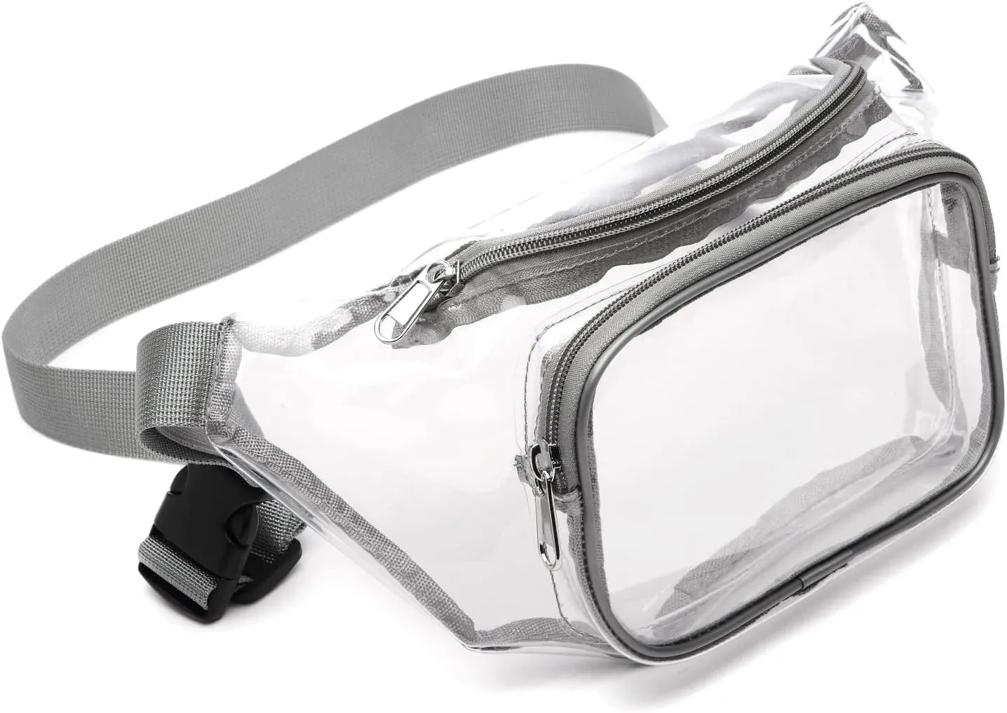 Veckle Fanny Pack - Clear Fanny Pack for Women Men Cute Waist Bag Stadium Approved Transparent Adjustable Belt Bag, Travel, Beach, Events, Concerts Bag, Grey