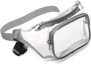 Veckle Fanny Pack - Clear Fanny Pack for Women Men Cute Waist Bag Stadium Approved Transparent Adjustable Belt Bag, Travel, Beach, Events, Concerts Bag, Grey