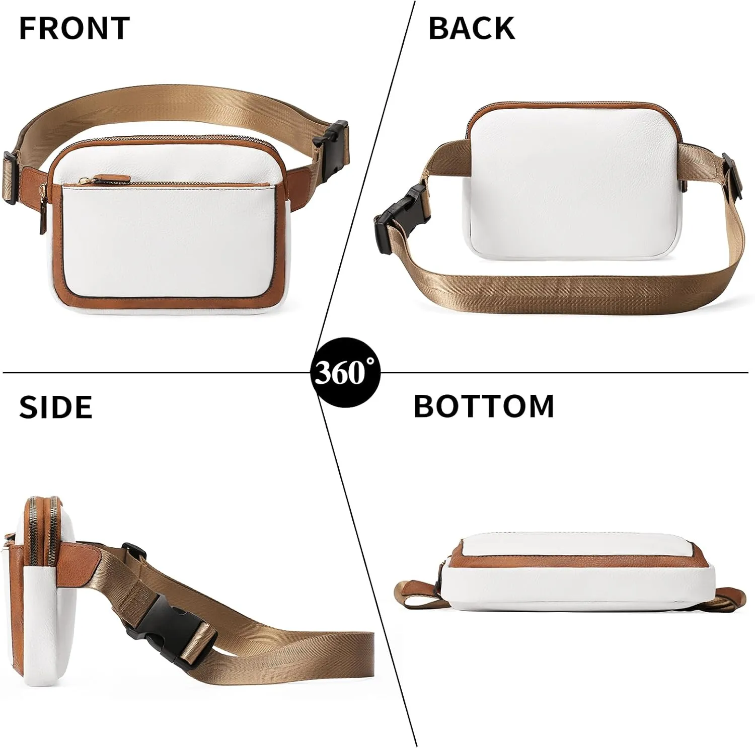 Vegan Leather Belt Bag for Women Fanny Pack Crossbody with Adjustable Strap Fashion Waist Packs by Amxnx…