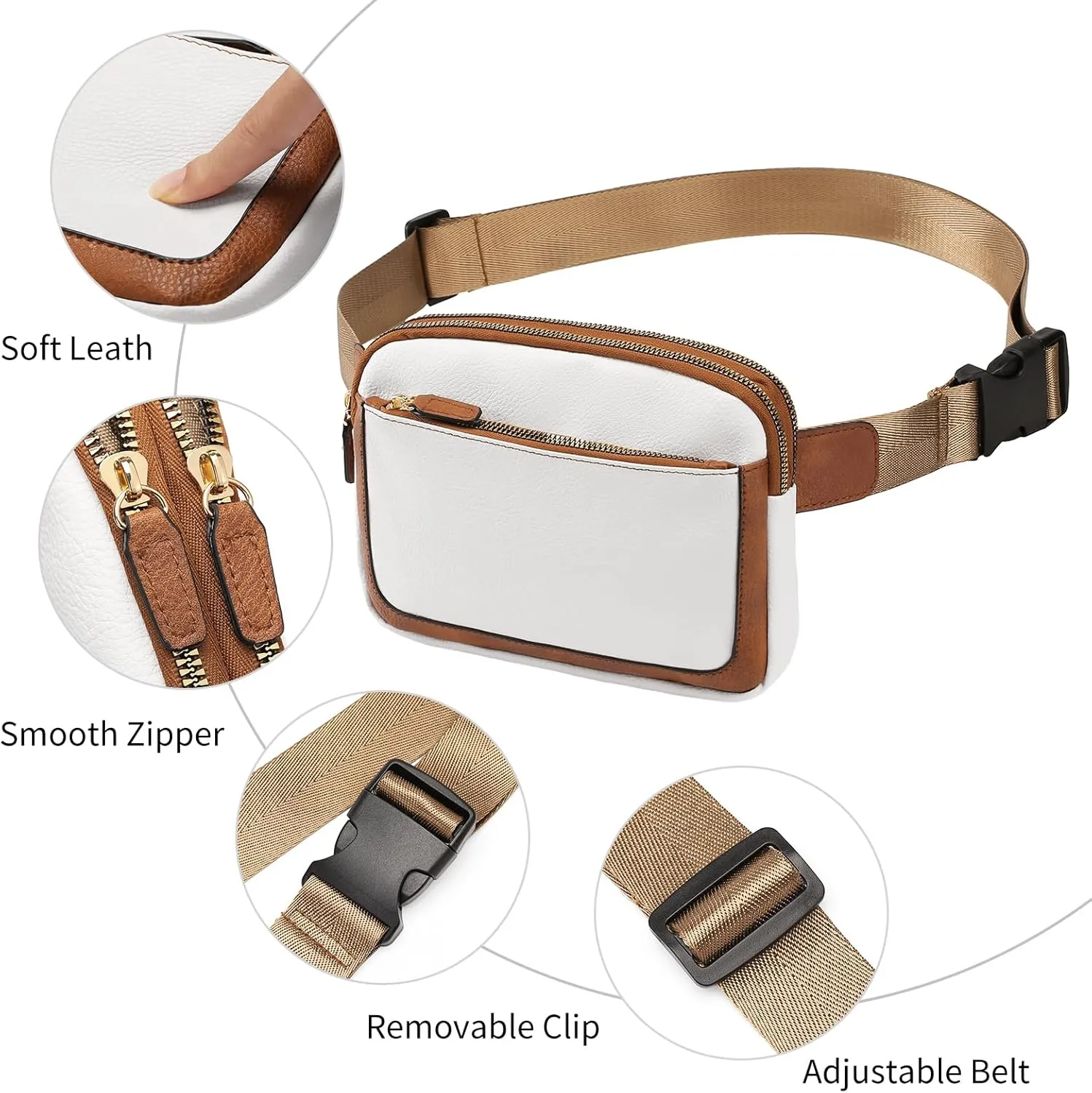 Vegan Leather Belt Bag for Women Fanny Pack Crossbody with Adjustable Strap Fashion Waist Packs by Amxnx…