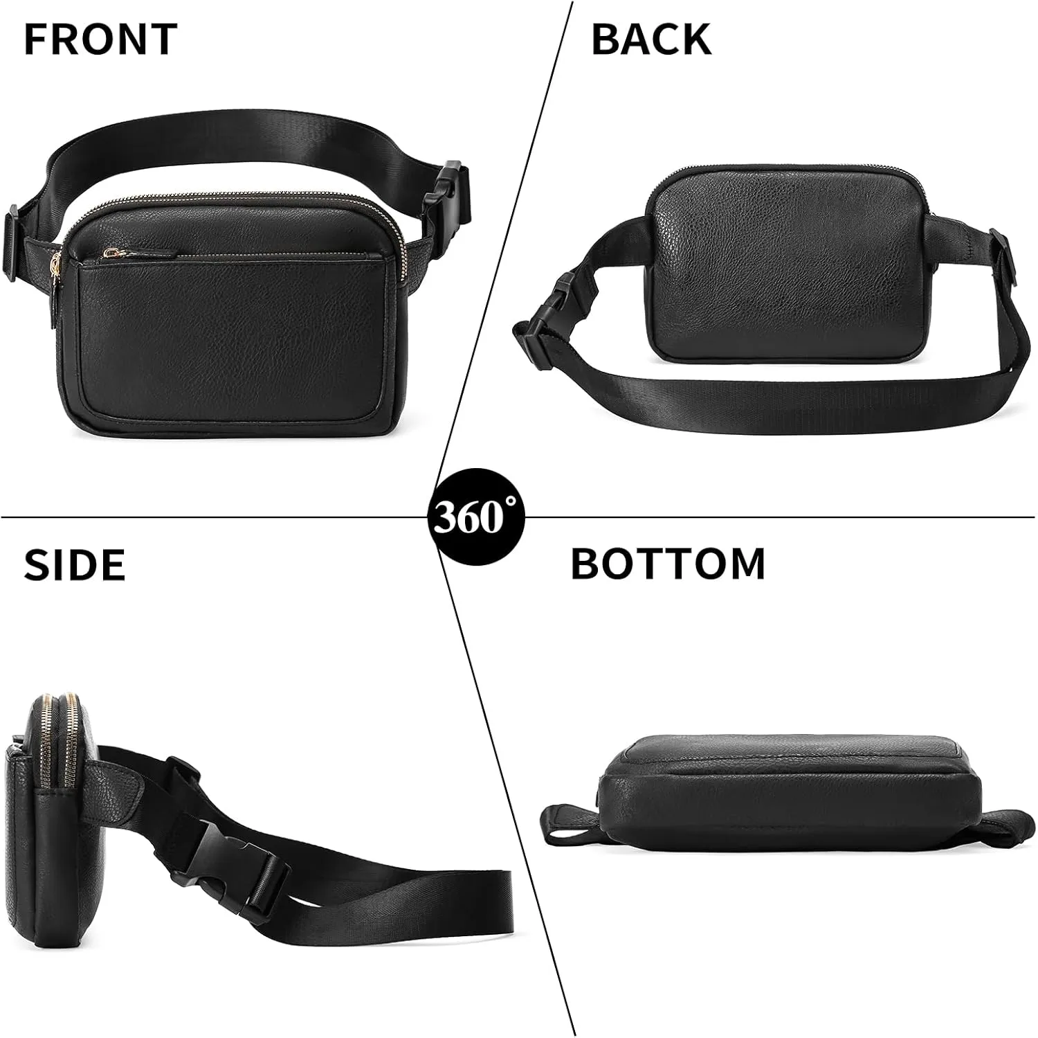 Vegan Leather Belt Bag for Women Fanny Pack Crossbody with Adjustable Strap Fashion Waist Packs by Amxnx…