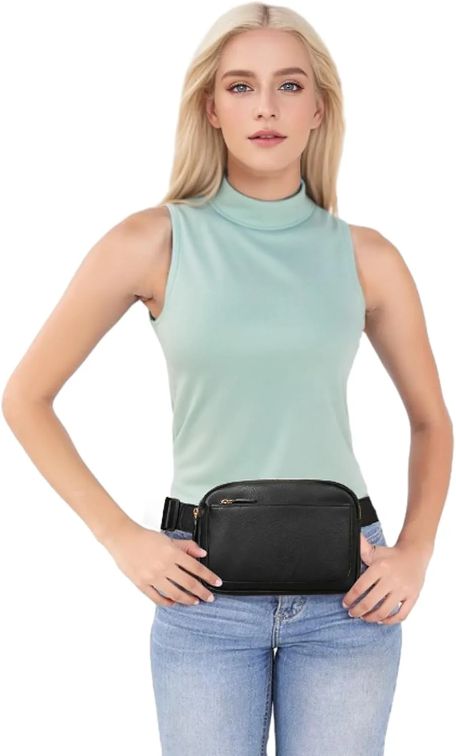 Vegan Leather Belt Bag for Women Fanny Pack Crossbody with Adjustable Strap Fashion Waist Packs by Amxnx…