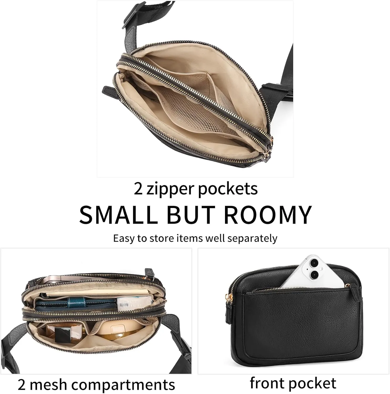 Vegan Leather Belt Bag for Women Fanny Pack Crossbody with Adjustable Strap Fashion Waist Packs by Amxnx…