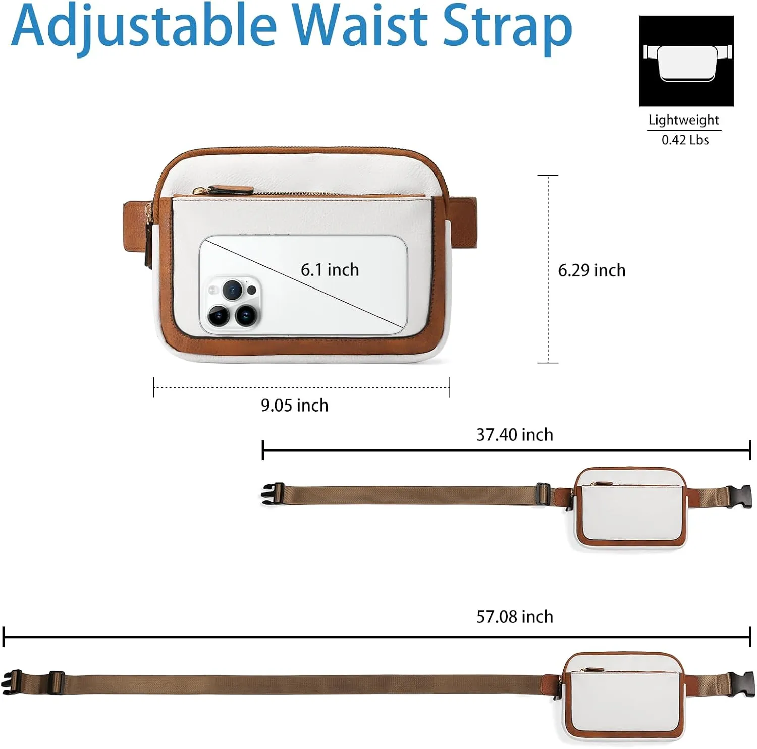 Vegan Leather Belt Bag for Women Fanny Pack Crossbody with Adjustable Strap Fashion Waist Packs by Amxnx…