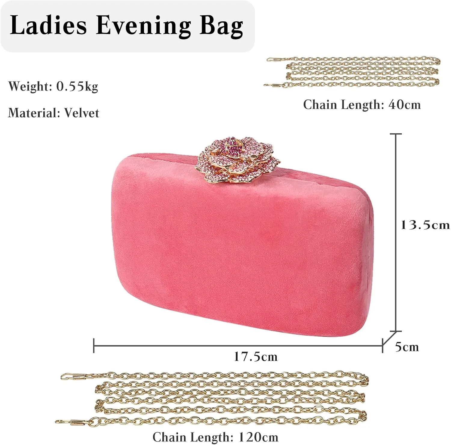 Velvet Clutch Bag for Women Diamond Flower Lock Evening Bag Sparkly Rhinestone Handbag Bridal Wedding Purse