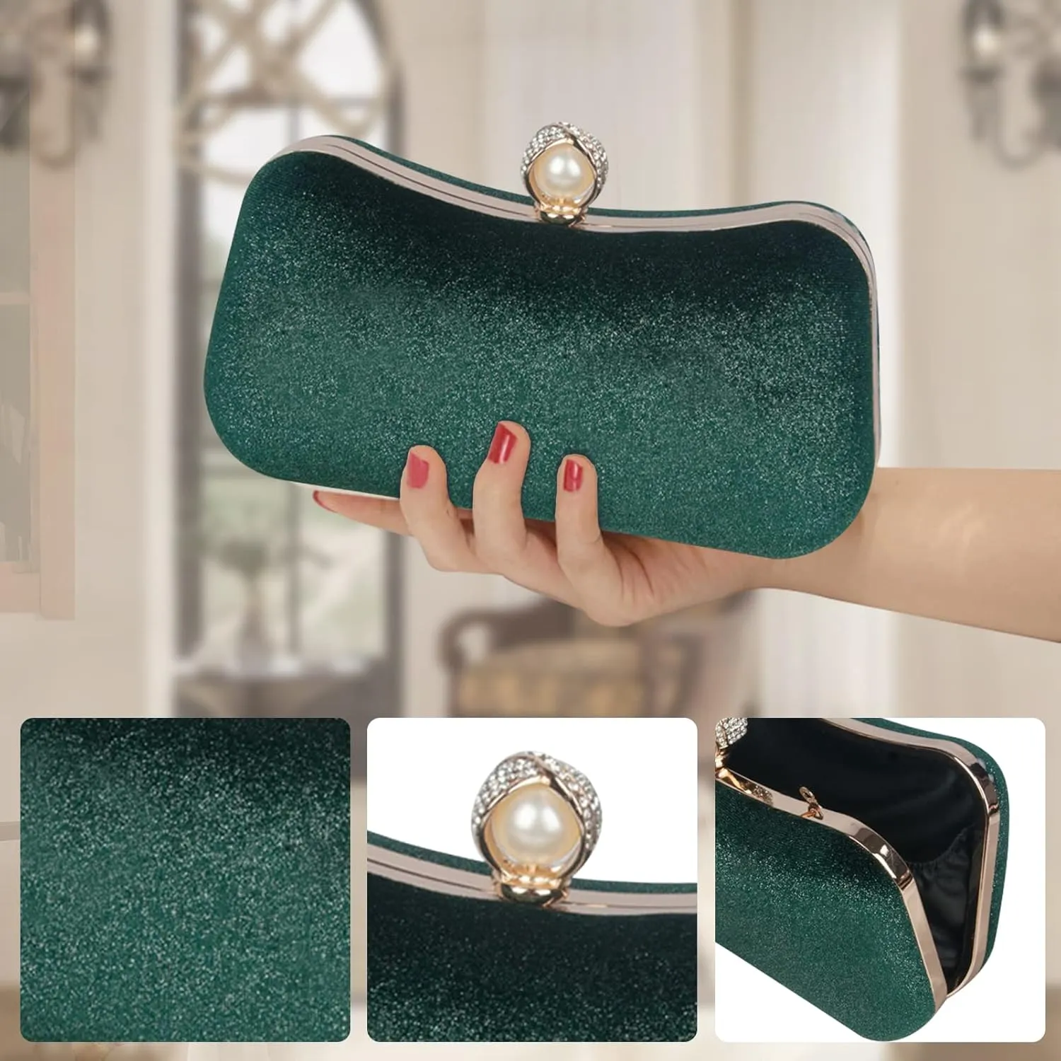 Velvet Evening Bag for Women Glitter Clutch Bag Sparkly Sequins Handbag Shoulder Bag