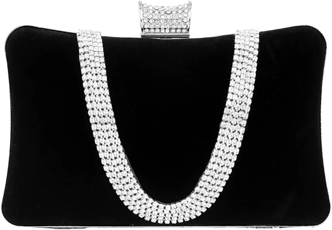 Velvet Evening Bag for Women Rhinestone Clutch Bag Sparkly Handbag