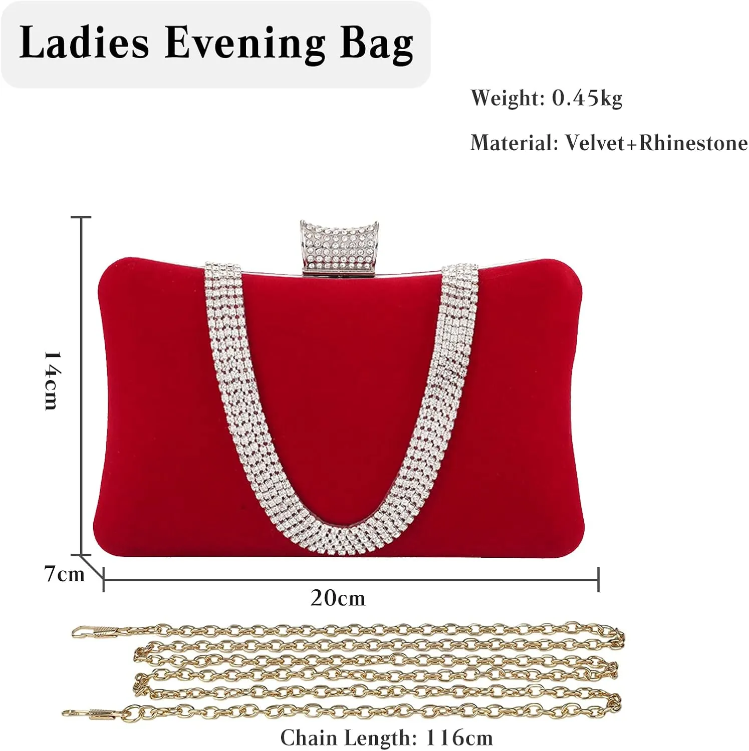 Velvet Evening Bag for Women Rhinestone Clutch Bag Sparkly Handbag