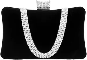 Velvet Evening Bag for Women Rhinestone Clutch Bag Sparkly Handbag