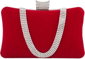 Velvet Evening Bag for Women Rhinestone Clutch Bag Sparkly Handbag