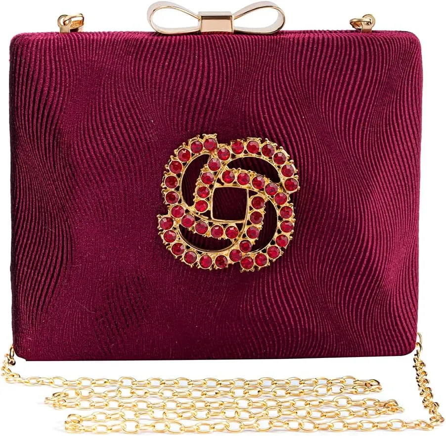 Velvet Evening Bags For Women With Flower Rhinestone Crystal Embellished Clutch Purse For Party Wedding