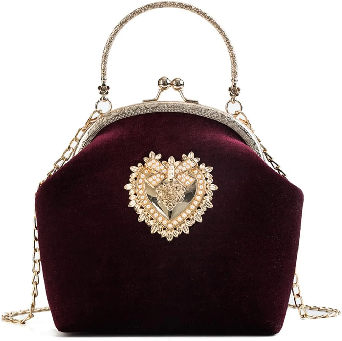 Velvet Purse Crossbody Vintage Satchel Shoulder Bag for Prom Party Wedding Women's Elegant Evening Clutch Handbag