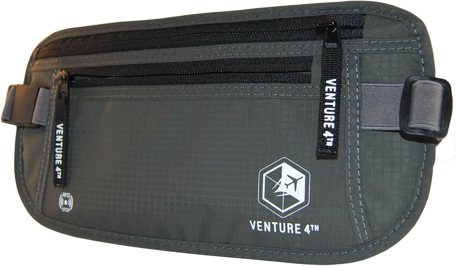 VENTURE 4TH Slim Minimalist Design RFID Money Belt with RFID Blocking Sleeves, for Men and Women – Ideal for Keeping Your Cash, Credit Card, Passport, Phone Secure When Traveling - Gray