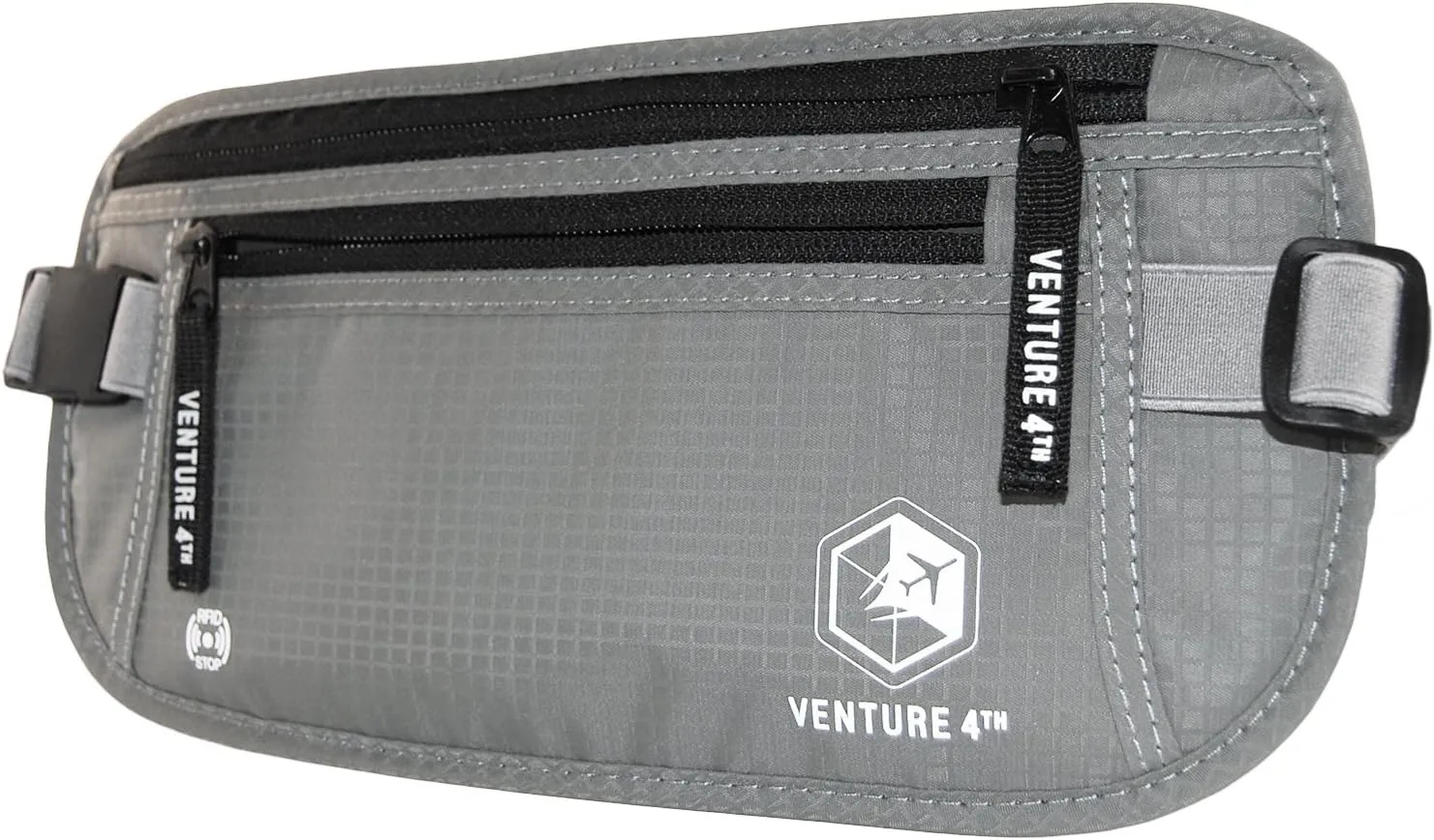 VENTURE 4TH Slim Minimalist Design RFID Money Belt with RFID Blocking Sleeves, for Men and Women – Ideal for Keeping Your Cash, Credit Card, Passport, Phone Secure When Traveling - Silver