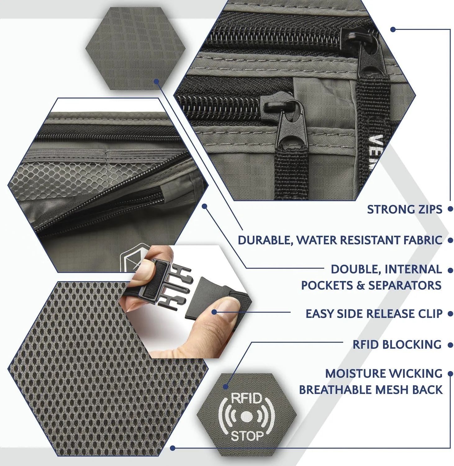 VENTURE 4TH Travel Money Belt - RFID Blocking (Gray)