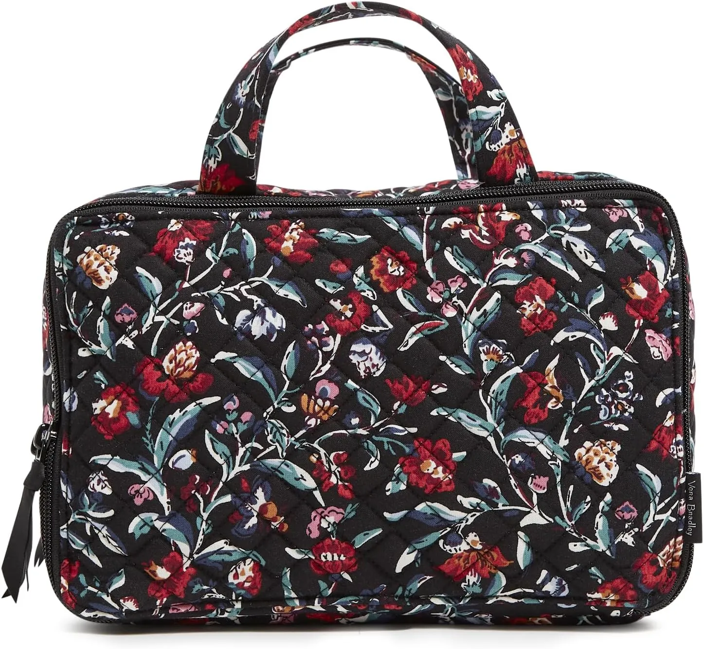 Vera Bradley Cotton Ultimate Travel Makeup Organizer Case, Perennials Noir